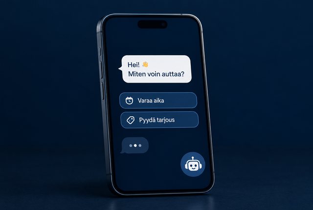 Puhelin, jonka ruudulla tekoälyavustaja kysyy 