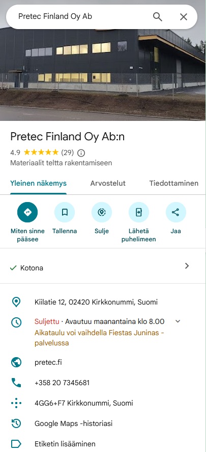 Tyylitelty kartta ja sijaintimerkki paikallisilla hakutuloksilla NordSurin brändiväreissä