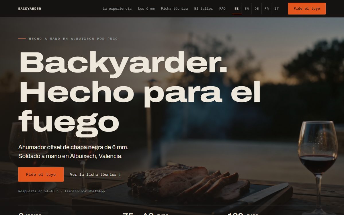 Screenshot of the Backyarder website