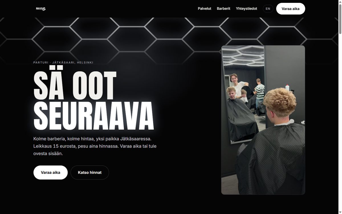 NXTUP-parturidemon etusivu Jätkäsaaressa, Helsingissä